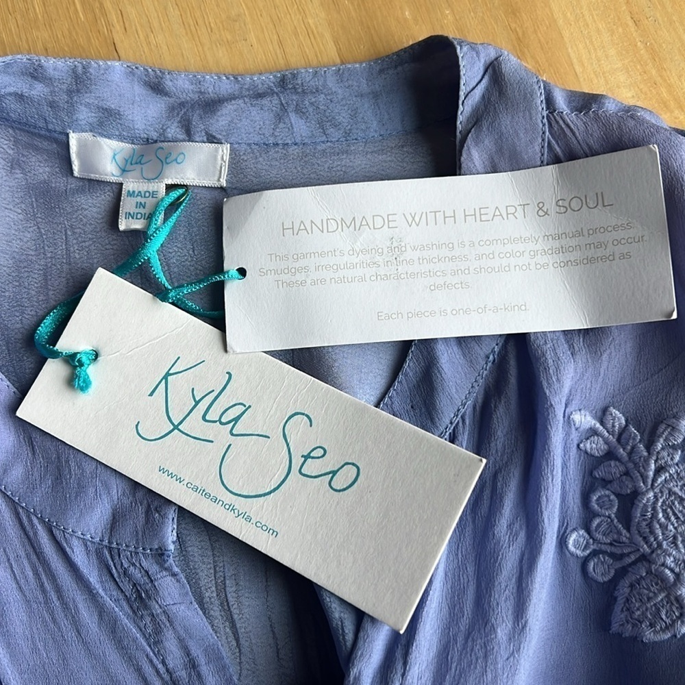 NWT Kyla Seo Embroidered Provence Blue Luana Tunic Top - Picture 5 of 5